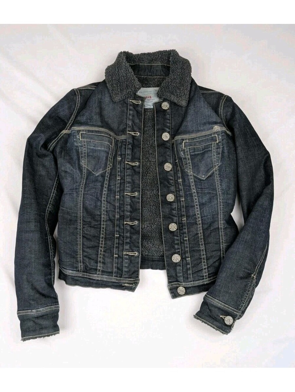 Buffalo David Britton Women's XS Sherpa Dark Wash Lined Denim Jean Jacket